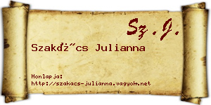 Szakács Julianna névjegykártya